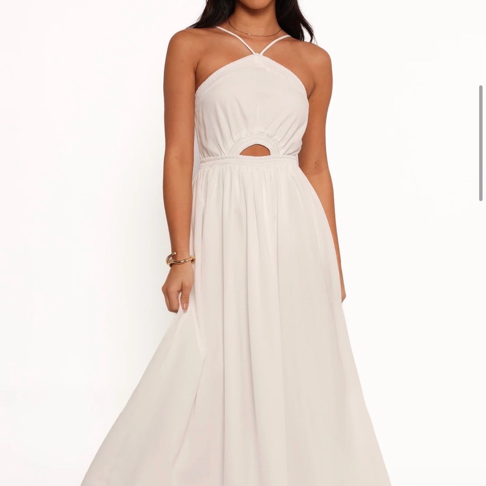 Petal & Pup White Linen Maxi Dress